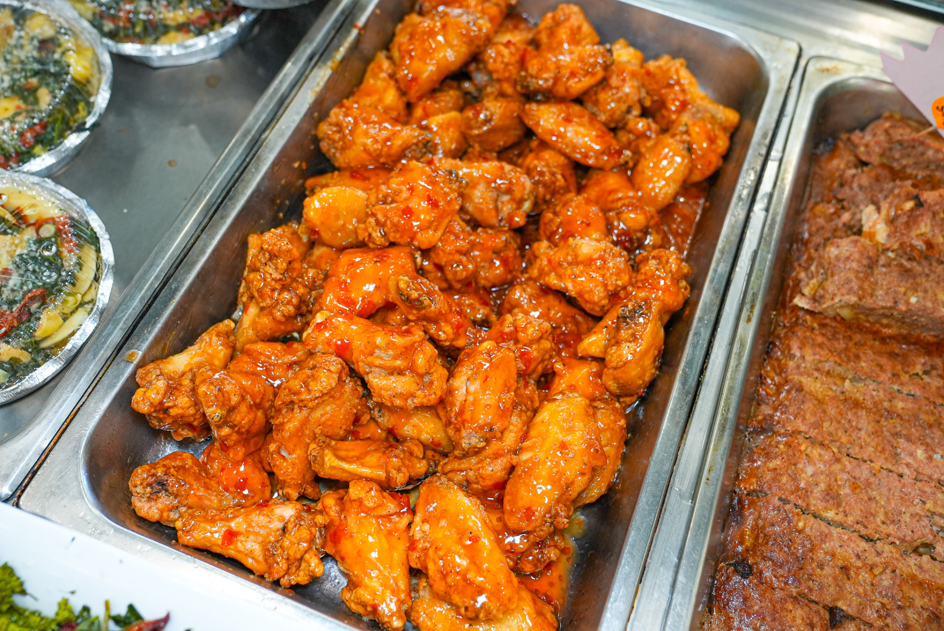 Hot tray of glazed chicken wings