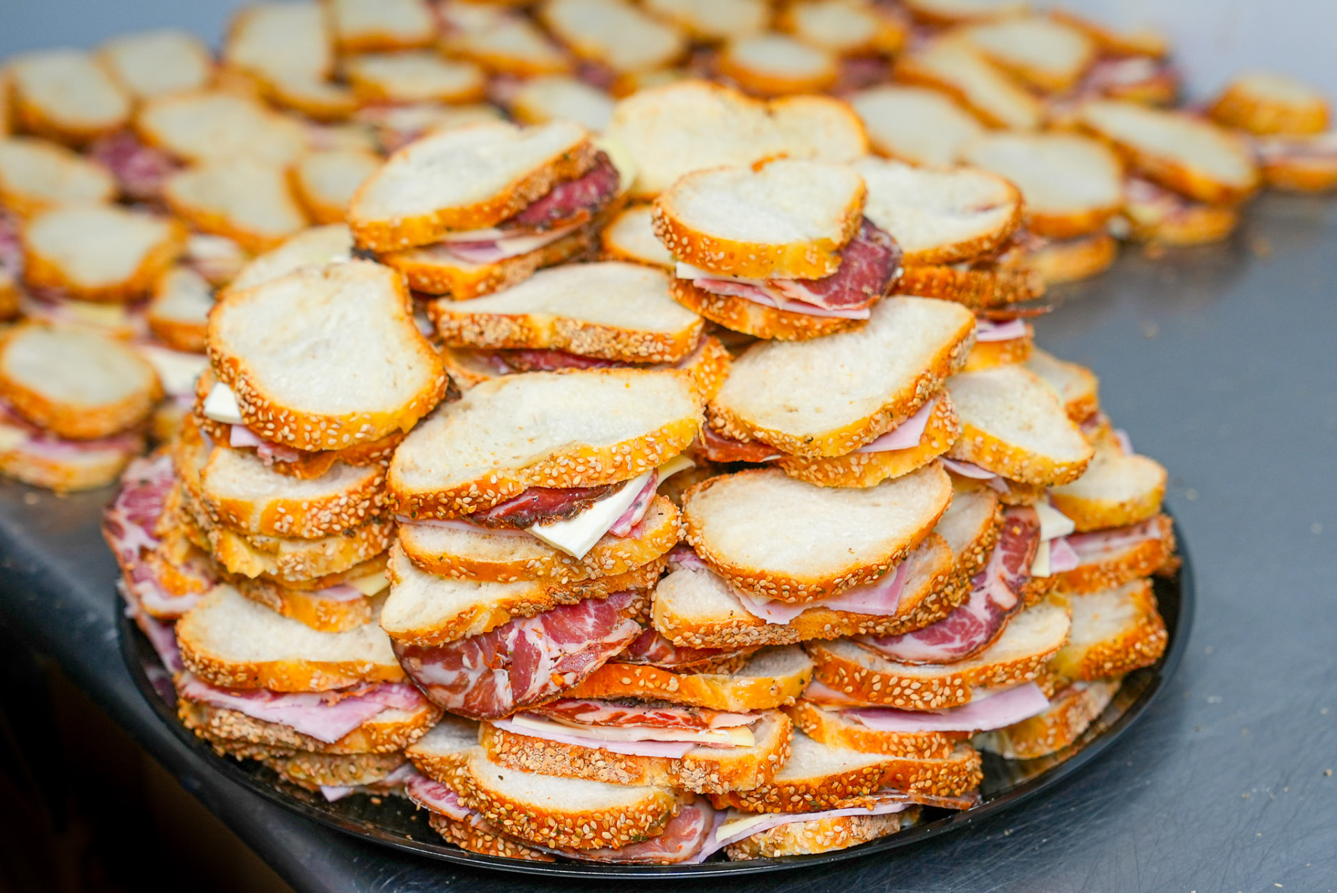 Platters of Steve's famous tramezzini sandwiches